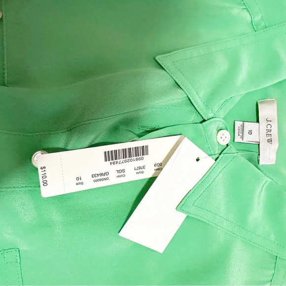 NWT J Crew 100% Silk Green Long Sleeve Button Down Blouse Size 10 - Picture 12 of 14
